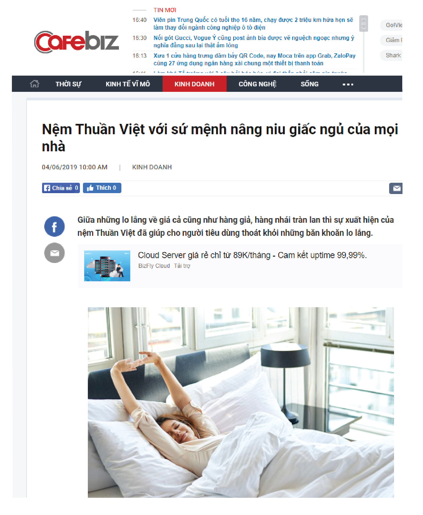 Báo chí nói về nệm Thuần Vệt
