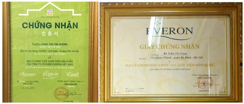 Chứng nhận Nệm Everon